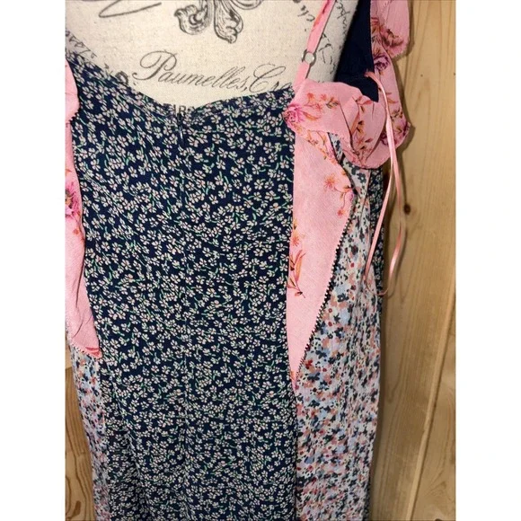 Anthropologie Sleeveless V-Neck Ruffle Midi Dress Size XL Floral Feminine Fairy - Picture 6 of 7